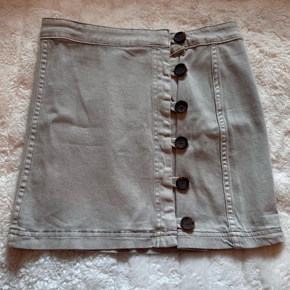 Altar'd State Stone Button-Front Mini Skirt